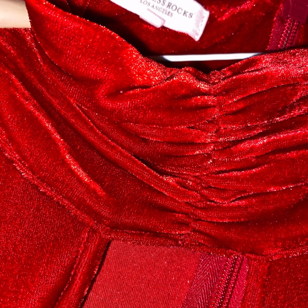 Mistress Rocks Red Heart Rate Velvet Dress - Picture 8 of 8